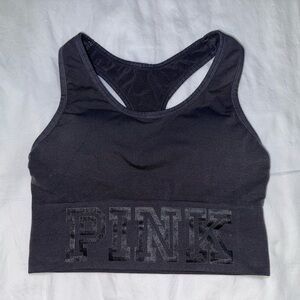 WOMENS PINK LOGO VICTORIA’S SECRET ULTIMATE LINED RACER BACK SPORTS BRA SMALL